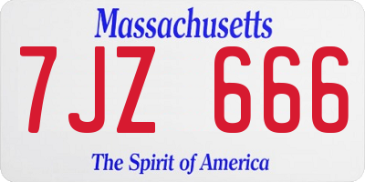 MA license plate 7JZ666