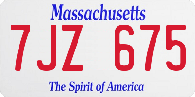 MA license plate 7JZ675
