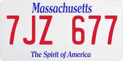 MA license plate 7JZ677