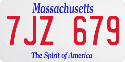MA license plate 7JZ679