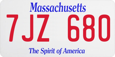 MA license plate 7JZ680