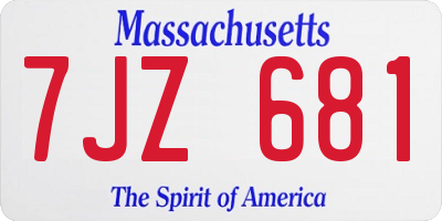 MA license plate 7JZ681