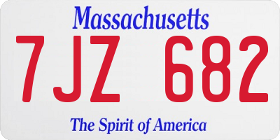 MA license plate 7JZ682