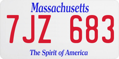 MA license plate 7JZ683