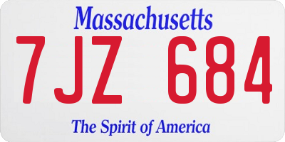 MA license plate 7JZ684