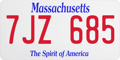MA license plate 7JZ685