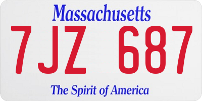 MA license plate 7JZ687