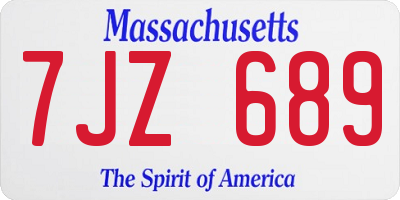 MA license plate 7JZ689