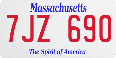 MA license plate 7JZ690