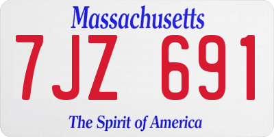 MA license plate 7JZ691