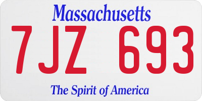 MA license plate 7JZ693