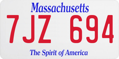 MA license plate 7JZ694