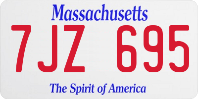 MA license plate 7JZ695