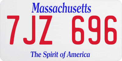 MA license plate 7JZ696