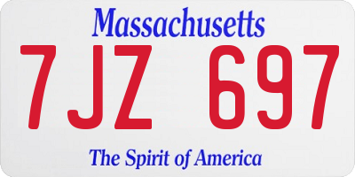 MA license plate 7JZ697