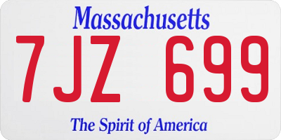 MA license plate 7JZ699