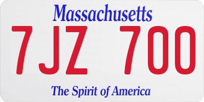 MA license plate 7JZ700