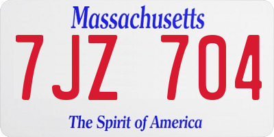 MA license plate 7JZ704
