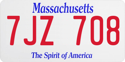 MA license plate 7JZ708
