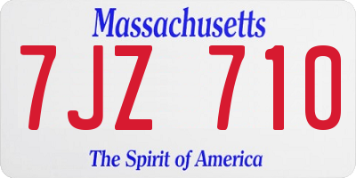 MA license plate 7JZ710