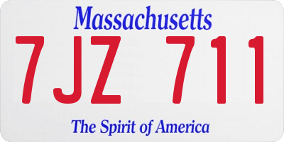 MA license plate 7JZ711