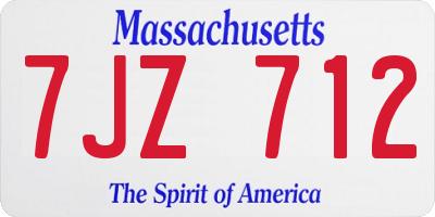 MA license plate 7JZ712