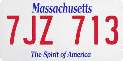 MA license plate 7JZ713