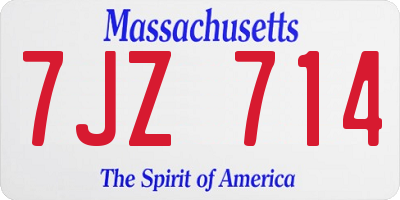 MA license plate 7JZ714
