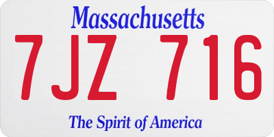 MA license plate 7JZ716