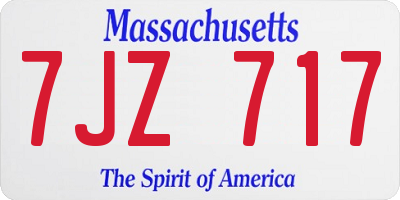 MA license plate 7JZ717