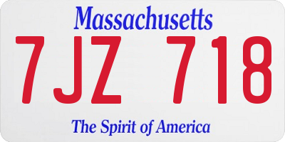 MA license plate 7JZ718