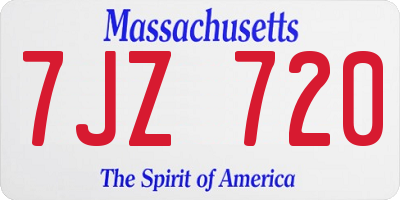 MA license plate 7JZ720