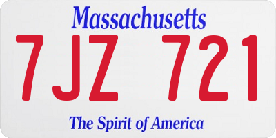 MA license plate 7JZ721