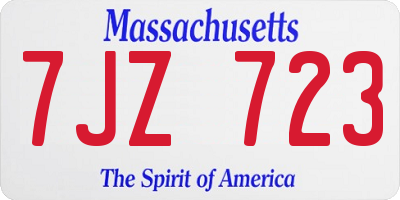 MA license plate 7JZ723