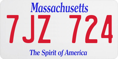 MA license plate 7JZ724
