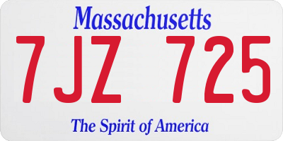 MA license plate 7JZ725