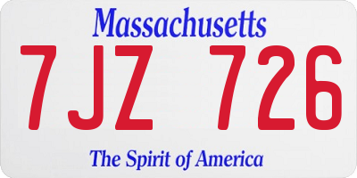 MA license plate 7JZ726