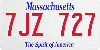 MA license plate 7JZ727