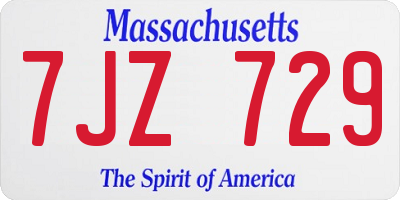 MA license plate 7JZ729