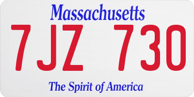 MA license plate 7JZ730