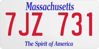 MA license plate 7JZ731