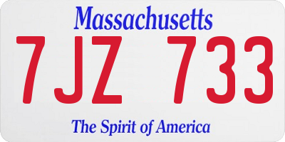 MA license plate 7JZ733