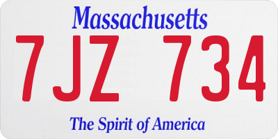 MA license plate 7JZ734
