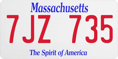 MA license plate 7JZ735