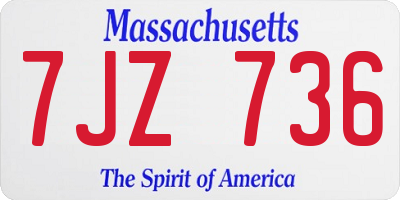 MA license plate 7JZ736