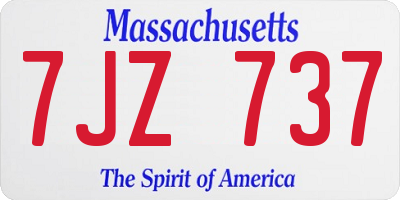 MA license plate 7JZ737