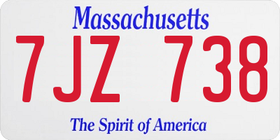 MA license plate 7JZ738