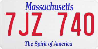 MA license plate 7JZ740