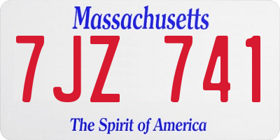 MA license plate 7JZ741