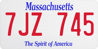 MA license plate 7JZ745